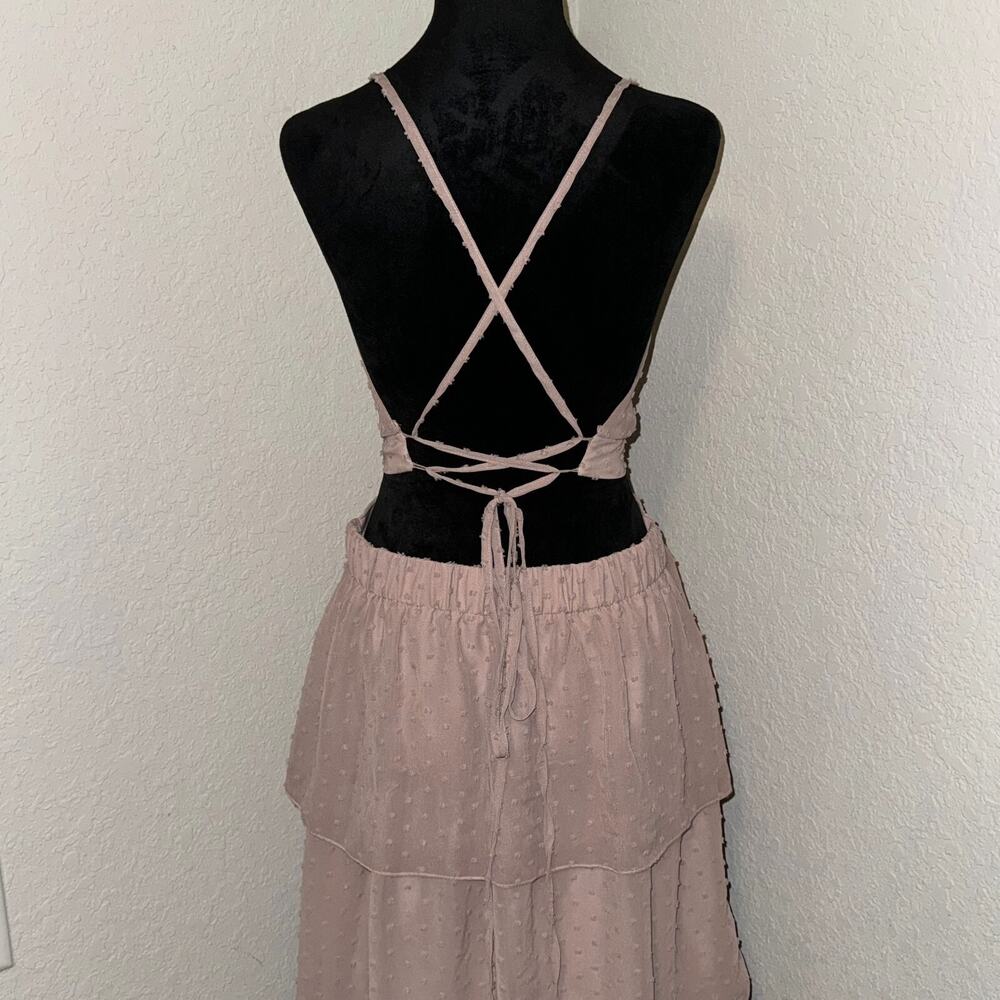 Simplee Maxi Dress Women's Large Pink Backless Sleeveless Adjustable Strap - Picture 3 of 8